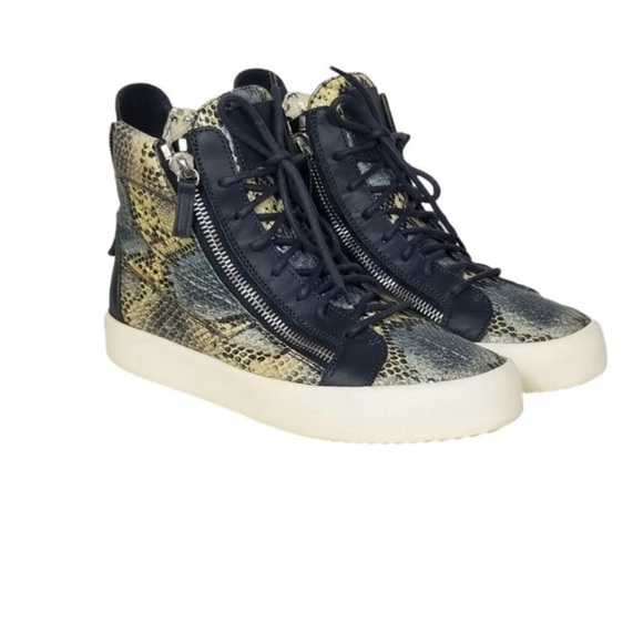 Giuseppe Zanotti Shoes - Giuseppe Zanotti Blue snake skin High-Top Sneakers